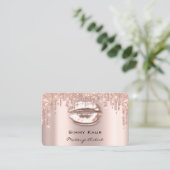 Makeup Eyebrows Lashes Pink Rose Spark Kiss LIps B Visitekaartje (Staand voorkant)