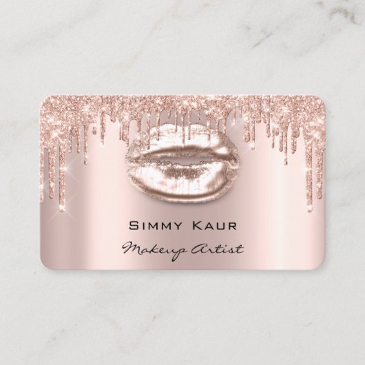 Makeup Eyebrows Lashes Pink Rose Spark Kiss LIps B Visitekaartje (Voorkant)