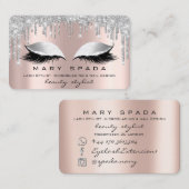 Makeup Eyebrows Lashes Pink Rose Spark Silver Visitekaartje (Voorkant / Achterkant)