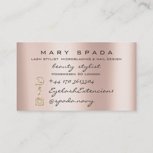 Makeup Eyebrows Lashes Pink SPA WELLNESS Nails Visitekaartje (Achterkant)