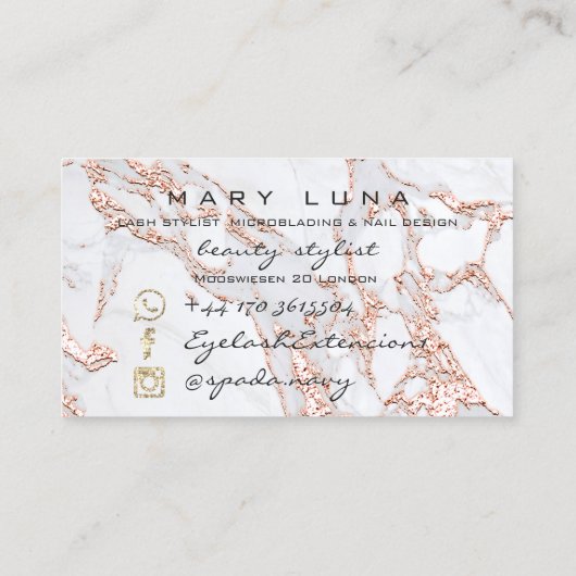 Makeup Eyebrows Lashes Roos Gold Marble Copper Visitekaartje (Achterkant)