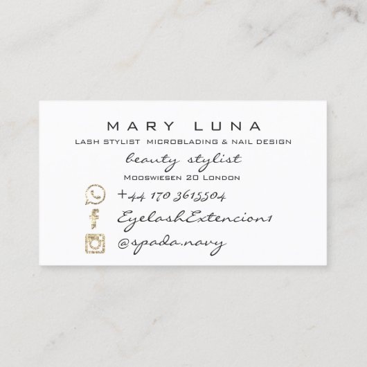 Makeup Eyebrows Lashes Roos Gold Marble Molten Visitekaartje (Achterkant)