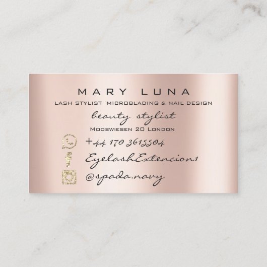 Makeup Eyebrows Lashes Roos Gold Pink Blush Visitekaartje (Achterkant)