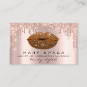Makeup Eyebrows Lashes Roze druppels Kus Lips Visitekaartje (Voorkant)