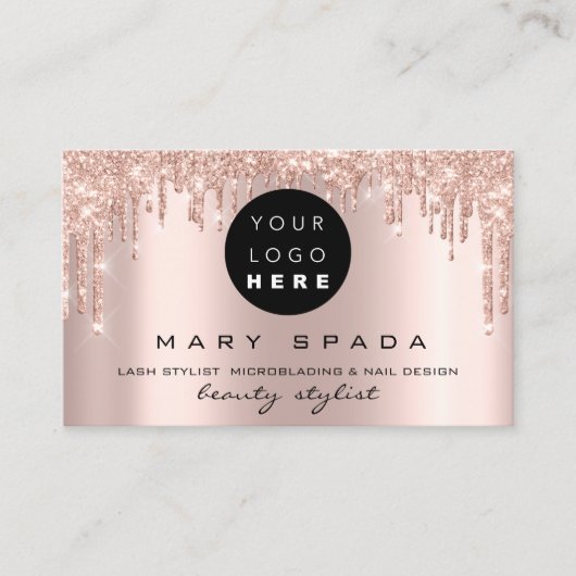 Makeup Eyebrows Lashes Roze druppels Qr Bu Visitekaartje (Voorkant)