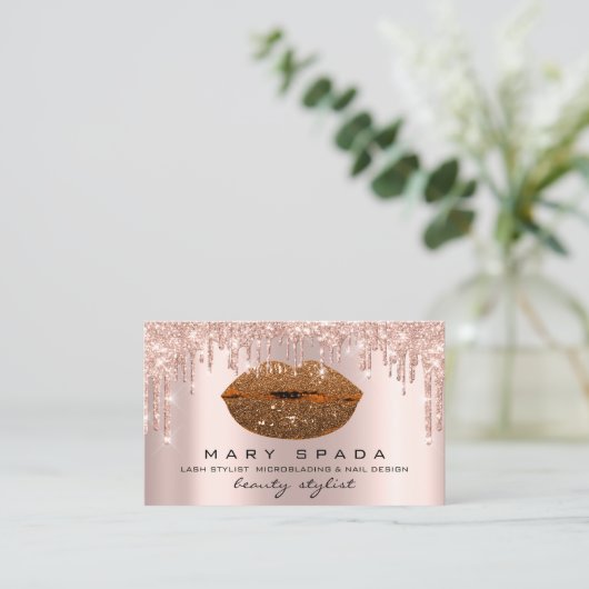 Makeup Eyebrows Lashes Roze druppels Sociale Visitekaartje (Staand voorkant)