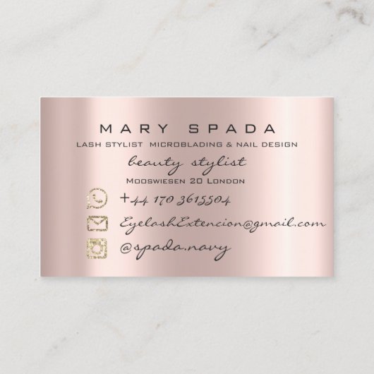 Makeup Eyebrows Lashes Roze druppels Sociale Visitekaartje (Achterkant)