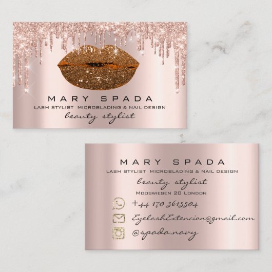 Makeup Eyebrows Lashes Roze druppels Sociale Visitekaartje (Voorkant / Achterkant)