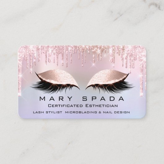 Makeup Eyebrows Lashes Roze Holographic Ombre Visitekaartje (Voorkant)