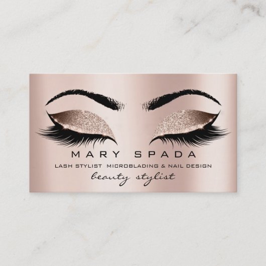 Makeup Eyebrows Lashes Roze Micorblading Nails Visitekaartje (Voorkant)