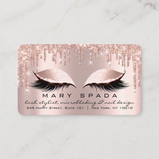 Makeup Eyebrows Lashes Roze Sociale Media Visitekaartje (Voorkant)