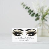 Makeup Eyebrows Lashes White Gold Metallic Eyes Visitekaartje (Staand voorkant)