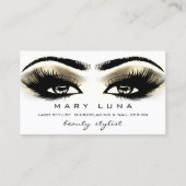 Makeup Eyebrows Lashes White Gold Metallic Eyes Visitekaartje (Voorkant)
