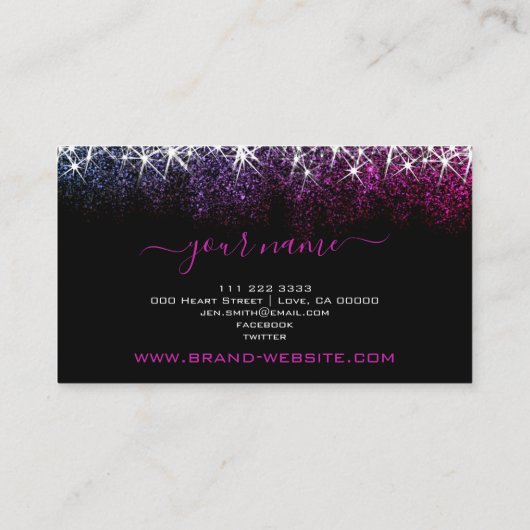 Makeup Eyelash Artis Luminous Pink Paars Glitter Visitekaartje (Achterkant)