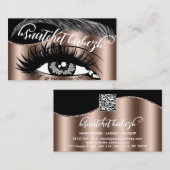 Makeup Eyelash Brows Microblading QR Code Black Visitekaartje (Voorkant / Achterkant)