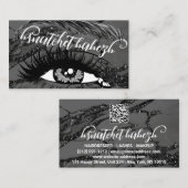 Makeup Eyelash Brows QRCode Logo Black Marmer Visitekaartje (Voorkant / Achterkant)