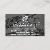 Makeup Eyelash Brows QRCode Logo Black Marmer Visitekaartje (Achterkant)