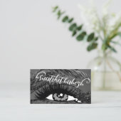 Makeup Eyelash Brows QRCode Logo Black Marmer Visitekaartje (Staand voorkant)
