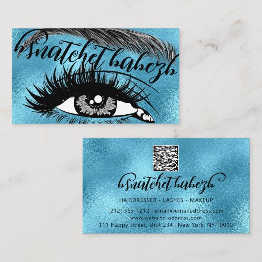 Makeup Eyelash Brows QRCode Logo Glam Visitekaartje (Voorkant / Achterkant)