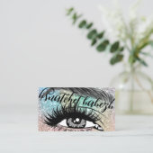 Makeup Eyelash Brows QRCode Logo Glitter Visitekaartje (Staand voorkant)