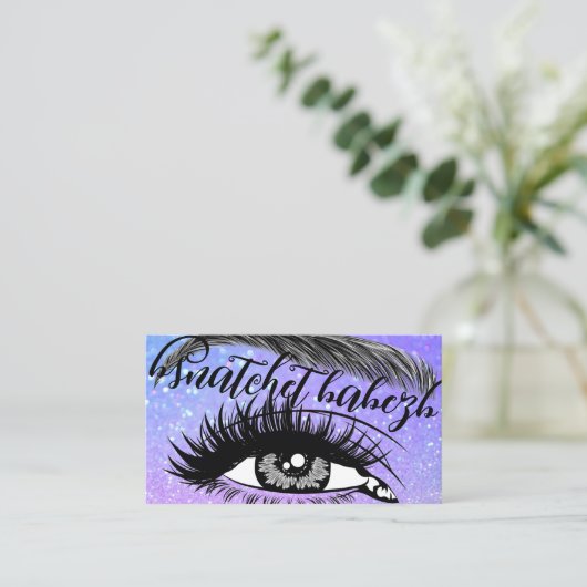 Makeup Eyelash Brows QRCode Logo Holographic Visitekaartje (Staand voorkant)