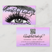 Makeup Eyelash Brows QRCode Logo Paars Visitekaartje (Voorkant / Achterkant)