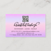 Makeup Eyelash Brows QRCode Logo Paars Visitekaartje (Achterkant)
