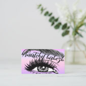 Makeup Eyelash Brows QRCode Logo Paars Visitekaartje (Staand voorkant)