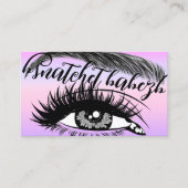 Makeup Eyelash Brows QRCode Logo Paars Visitekaartje (Voorkant)