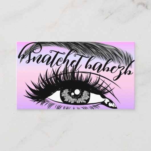 Makeup Eyelash Brows QRCode Logo Paars Visitekaartje (Voorkant)