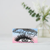 Makeup Eyelash Brows QRCode Logo Reimbow Visitekaartje (Staand voorkant)