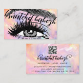 Makeup Eyelash Brows QRCode Logo Roze Visitekaartje (Voorkant / Achterkant)
