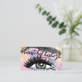 Makeup Eyelash Brows QRCode Logo Roze Visitekaartje (Staand voorkant)