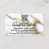 Makeup Eyelash Brows QRCode Logo White Gold Marble Visitekaartje (Achterkant)