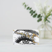 Makeup Eyelash Brows QRCode Logo White Gold Marble Visitekaartje (Staand voorkant)