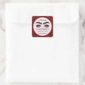 Makeup Eyelash Cleaner Confetti Roos Burgundy Vierkante Sticker (Tas)