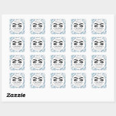 Makeup Eyelash Cleaner Floral Blue White Vierkante Sticker (Vel)