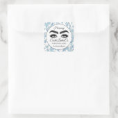 Makeup Eyelash Cleaner Floral Blue White Vierkante Sticker (Tas)