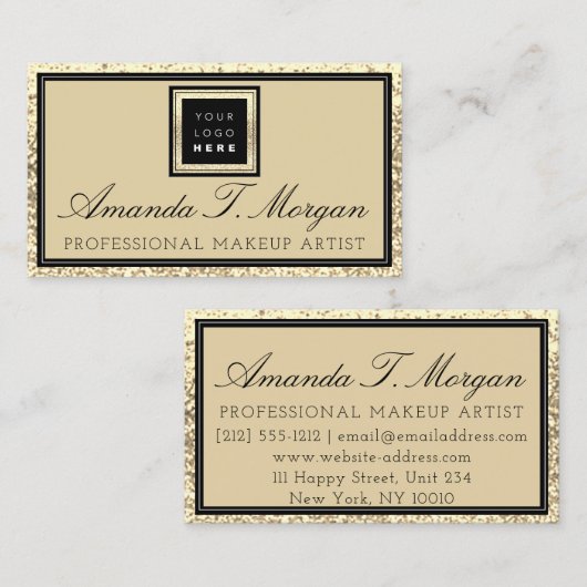 Makeup Eyelash Event Planner Logo Gold Modern Visitekaartje (Voorkant / Achterkant)