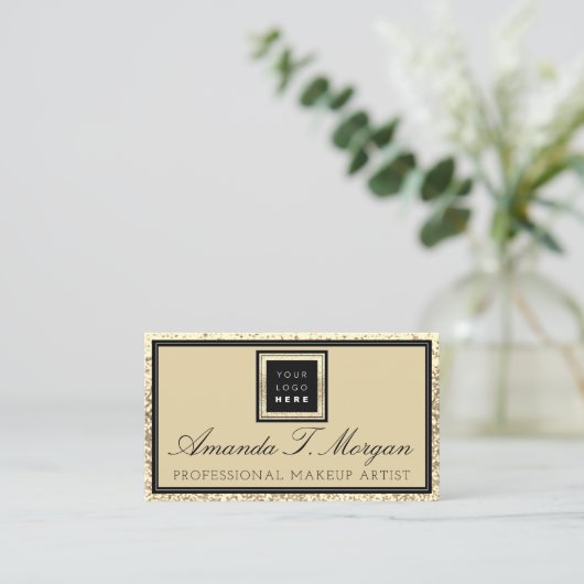 Makeup Eyelash Event Planner Logo Gold Modern Visitekaartje (Staand voorkant)