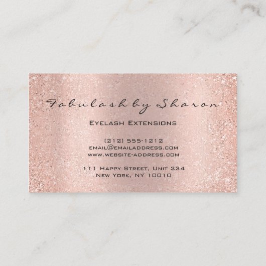 Makeup Eyelash Hairdresser Glitter Drift Roos Visitekaartje (Achterkant)