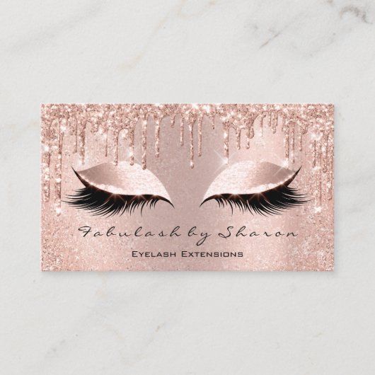Makeup Eyelash Hairdresser Glitter Drift Roos Visitekaartje (Voorkant)