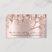 Makeup Eyelash Hairdresser Scissors Roos Crystals Visitekaartje (Voorkant)