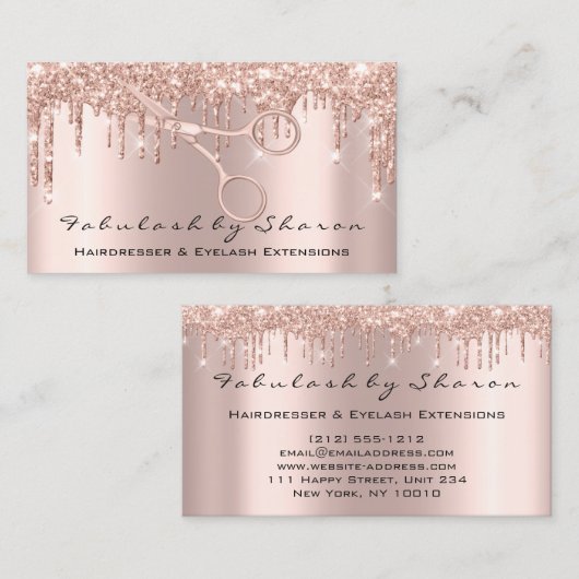 Makeup Eyelash Hairdresser Scissors Roos Drivers Visitekaartje (Voorkant / Achterkant)