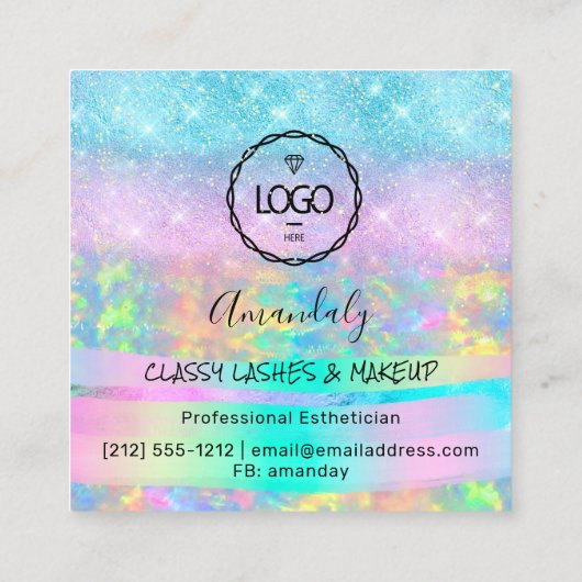 Makeup Eyelash Microblade Drift Logo Diamond Gold Vierkante Visitekaartje (Achterkant)