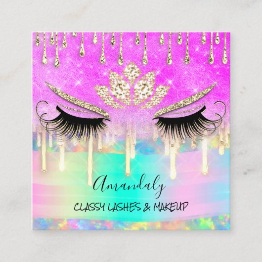 Makeup Eyelash Microblade Drift Logo Lotus Mermaid Vierkante Visitekaartje (Voorkant)