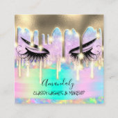 Makeup Eyelash Microblade Drift Logo Paars Gold Vierkante Visitekaartje (Voorkant)