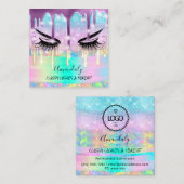 Makeup Eyelash Microblade Drift Logo Paarse Glitte Vierkante Visitekaartje (Voorkant / Achterkant)