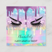 Makeup Eyelash Microblade Drift Logo Paarse Glitte Vierkante Visitekaartje (Voorkant)