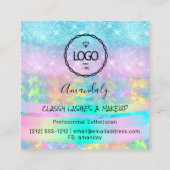 Makeup Eyelash Microblade Drift Logo Paarse Glitte Vierkante Visitekaartje (Achterkant)